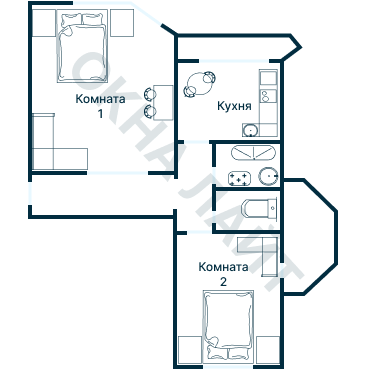 Остекление планировки 2297 дома И-155MK