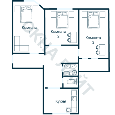 Остекление планировки 2315 дома И-155MK