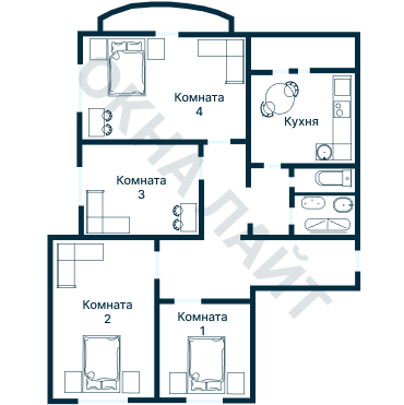 Остекление планировки 2382 дома И-155НБ