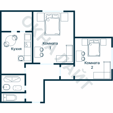 Остекление планировки 2392 дома И-155НБ