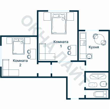 Остекление планировки 2394 дома И-155НБ