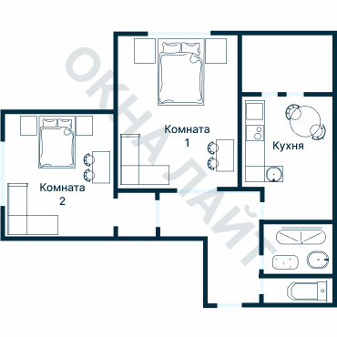 Остекление планировки 2396 дома И-155НБ