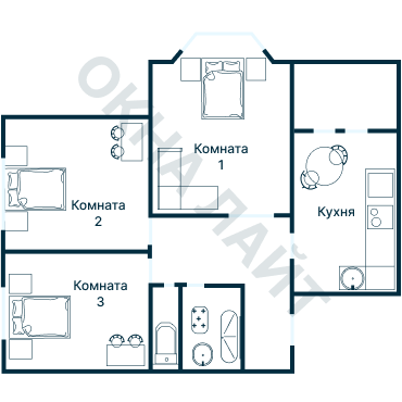 Остекление планировки 2409 дома И-155НБ