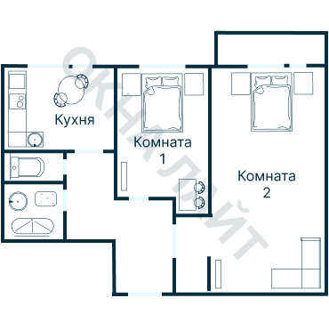 Остекление планировки 2421 дома И-209А