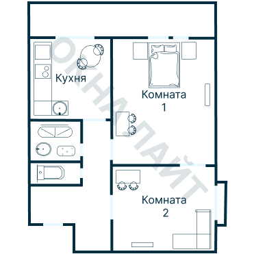 Остекление планировки 2424 дома И-209А