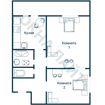 Остекление планировки 2435 дома И-209А