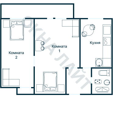 Остекление планировки 2437 дома И-209А