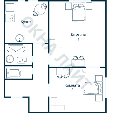 Остекление планировки 2439 дома И-209А