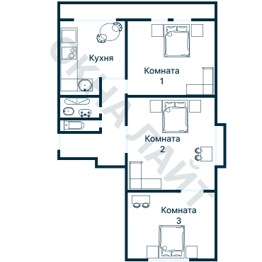 Остекление планировки 2447 дома И-209А