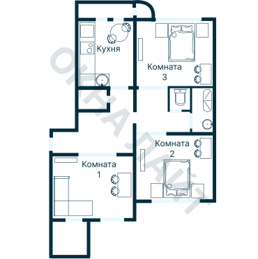 Остекление планировки 1079 дома I-335