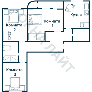 Остекление планировки 1090 дома I-335
