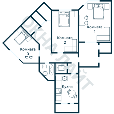 Остекление планировки 2481 дома И-491А