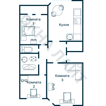 Остекление планировки 2482 дома И-491А