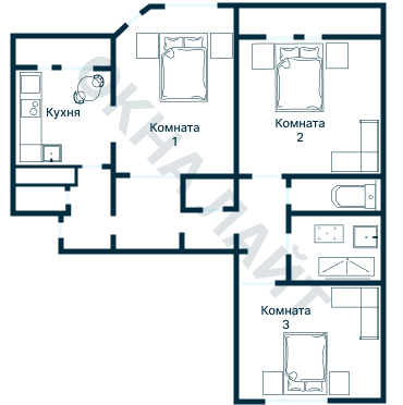 Остекление планировки 1196 дома I-510