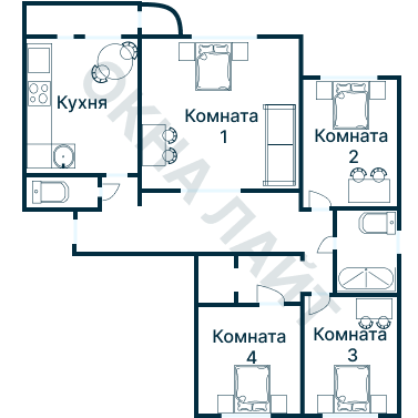 Остекление планировки 1304 дома I-511