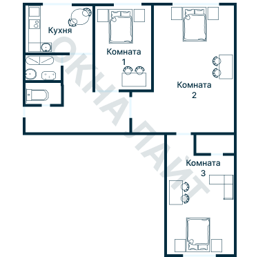 Остекление планировки 1339 дома I-511