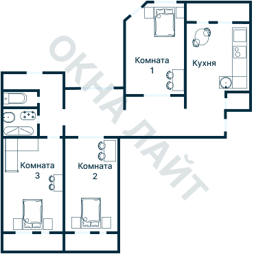 Остекление планировки 1342 дома I-511
