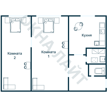 Остекление планировки 1254 дома I-511/9