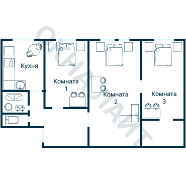 Остекление планировки 1261 дома I-511/9