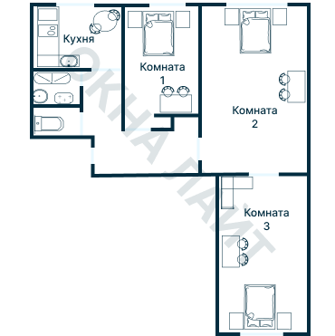 Остекление планировки 1264 дома I-511/9