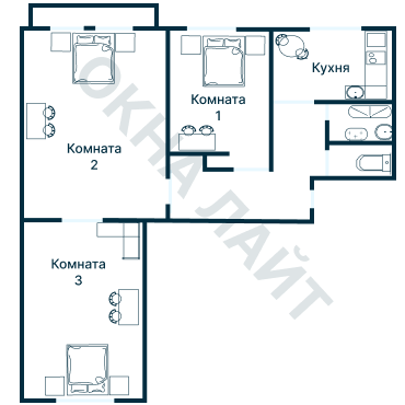 Остекление планировки 1271 дома I-511/9