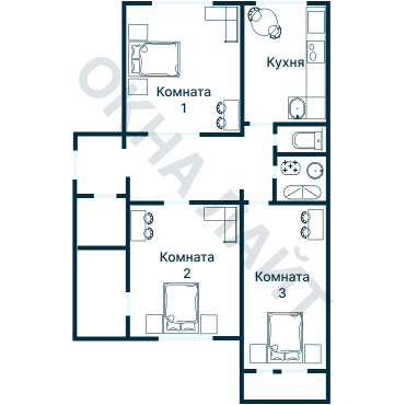 Остекление планировки 1444 дома I-515