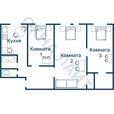 Остекление планировки 1479 дома I-515