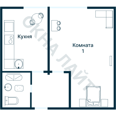 Остекление планировки 1371 дома I-515/9М