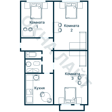 Остекление планировки 1417 дома I-515/9ЮЛ