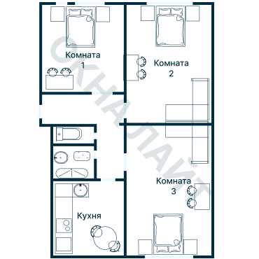 Остекление планировки 1422 дома I-515/9ЮЛ