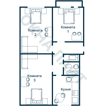 Остекление планировки 1428 дома I-515/9ЮЛ