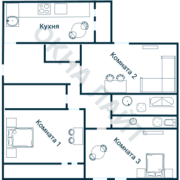 Остекление планировки 2073 дома Айсберг