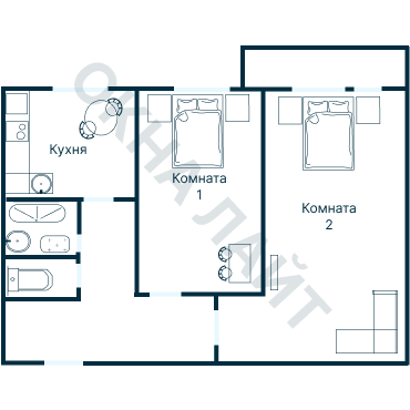 Остекление планировки 1515 дома II-01