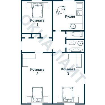 Остекление планировки 1648 дома II-14