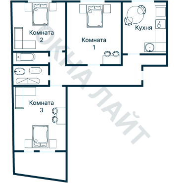 Остекление планировки 1671 дома II-14