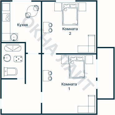 Остекление планировки 1734 дома II-18