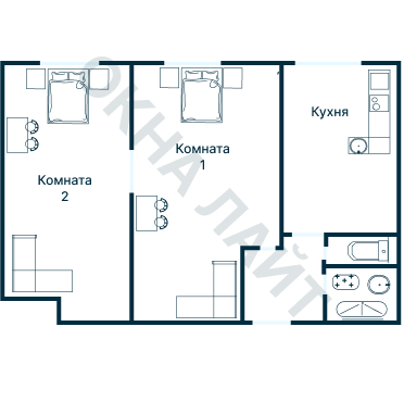 Остекление планировки 1697 дома II-18/12