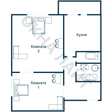 Остекление планировки 1705 дома II-18/12