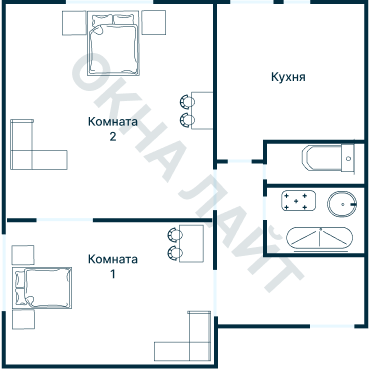 Остекление планировки 1708 дома II-18/12