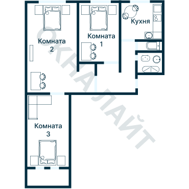 Остекление планировки 1739 дома II-28