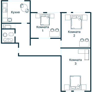 Остекление планировки 1845 дома II-67 «Башня Вулыха»