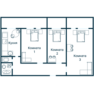 Остекление планировки 1850 дома II-67 «Башня Вулыха»