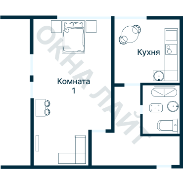 Остекление планировки 1870 дома II-68-02