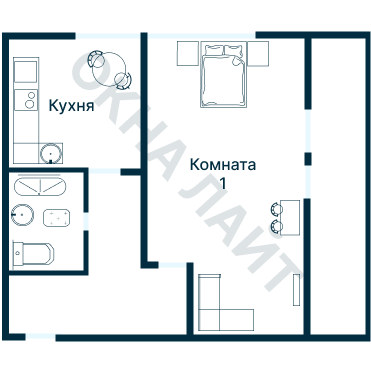 Остекление планировки 1877 дома II-68-02