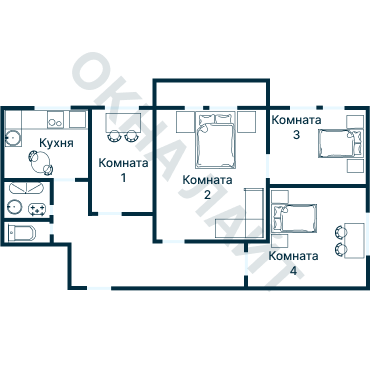 Остекление планировки 1918 дома II-68-04
