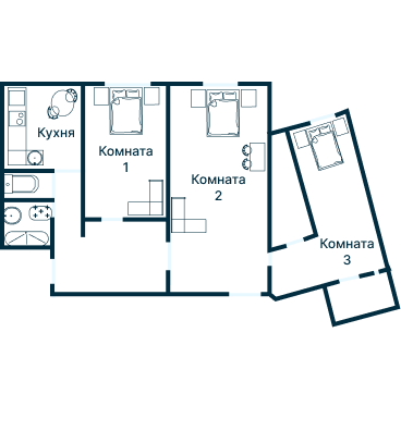 Остекление планировки 1943 дома II-68-04