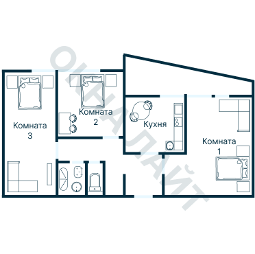 Остекление планировки 1950 дома II-68-04