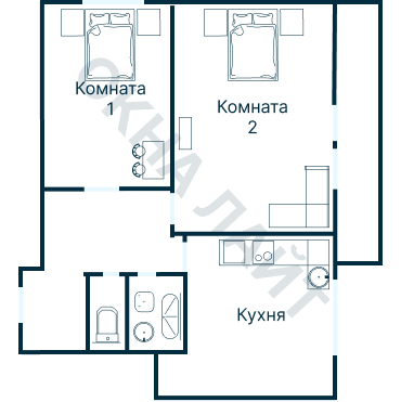Остекление планировки 2001 дома II-68Б