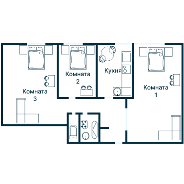 Остекление планировки 2018 дома II-68Б