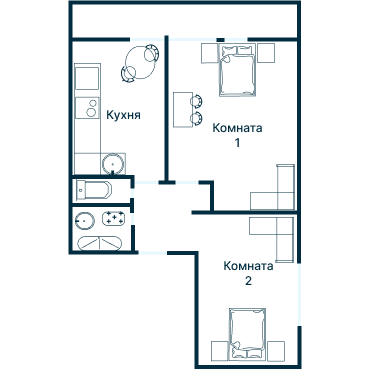Остекление планировки 2033 дома II-68НБ